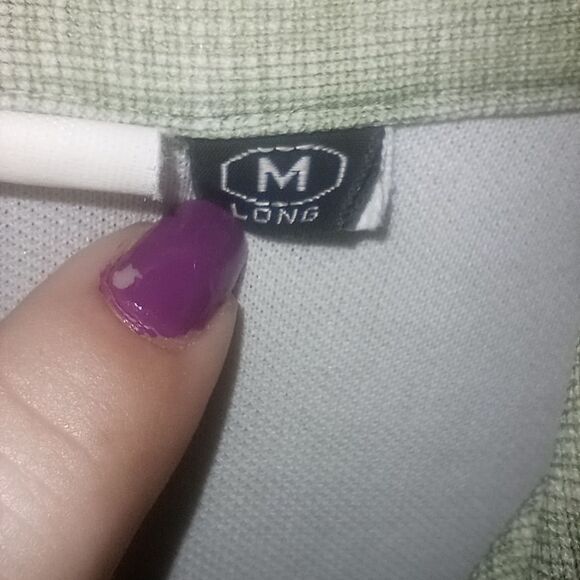 Vintage 70s Green Dagger Collar Zip Front Short Sleeve Shirt Size Medium P2P 22 - Picture 4 of 12